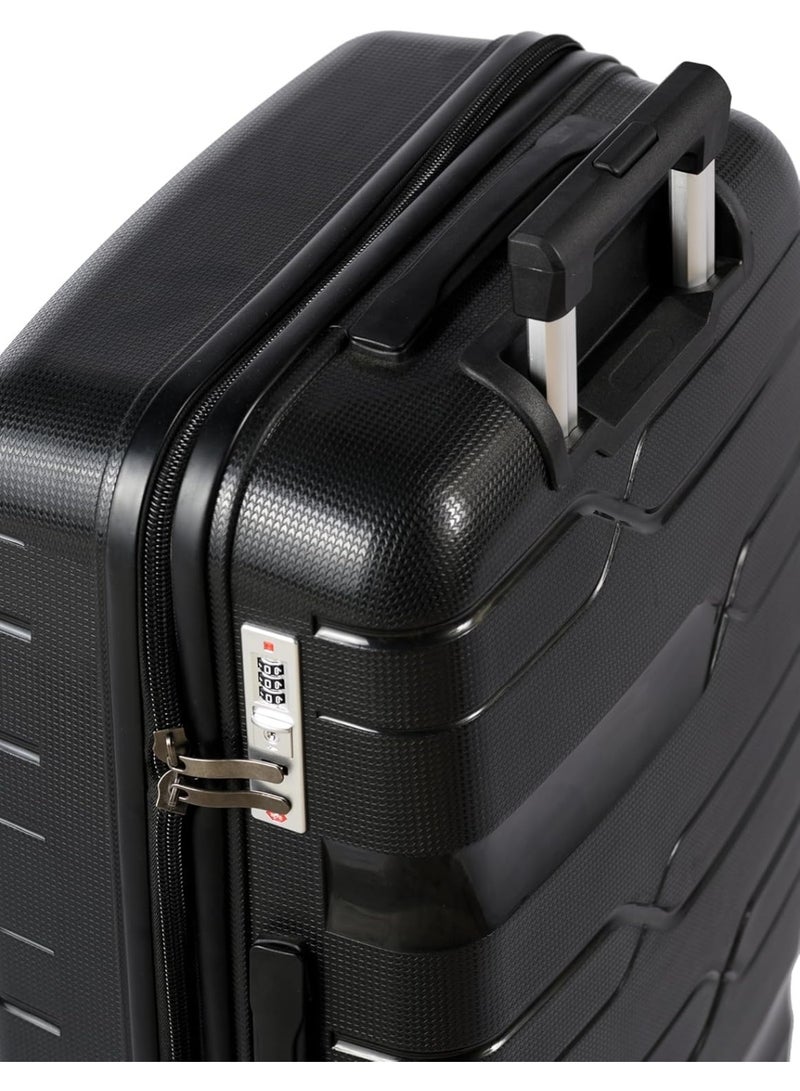 Complete 5-Piece Unbreakable PP Luggage Set - Ultra-Durable Polypropylene Trolley Bags - Sizes: 12", 14", 20", 24", 28" - High-Impact Resistant - Black - Image 5